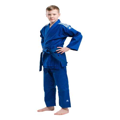 Кимоно для дзюдо Adidas подростковое Club синее с белыми полосками 130 см в Декатлон