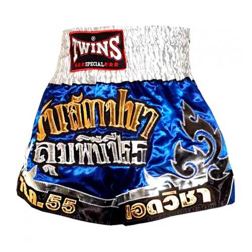 Шорты для тайского бокса Twins T-20 THAI BOXING SHORTS бело-голубые в Декатлон