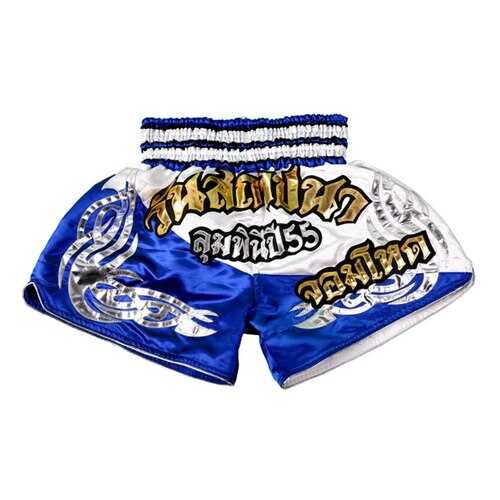 Шорты для тайского бокса Twins TBS-09 THAI BOXING SHORTS бело-голубые в Декатлон