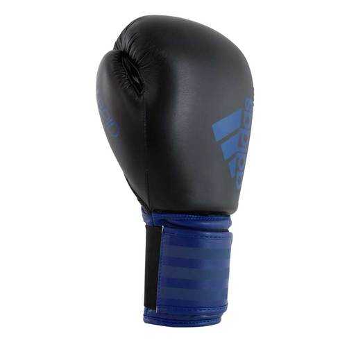 Боксерские перчатки Adidas Hybrid 100 черные/синие 12 унций в Декатлон