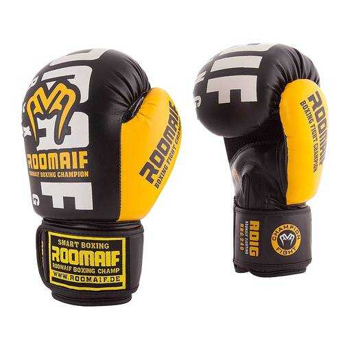 Боксерские перчатки Roomaif RBG-248 черные/желтые 10 унций в Декатлон