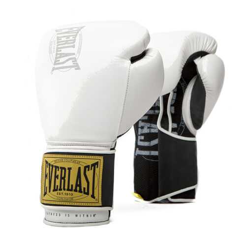 Боксерские перчатки тренировочные Everlast 1910 Classic белые 12 унций в Декатлон