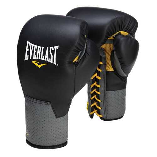 Боксерские перчатки тренировочные Everlast Pro Leather Laced черные 10 унций в Декатлон