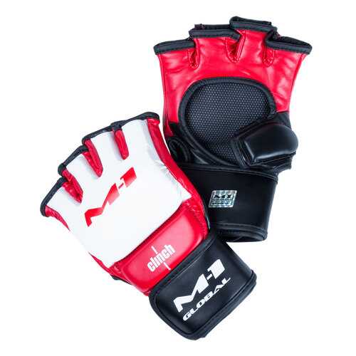 Clinch Перчатки для смешанных единоборств Clinch M1 Global Gloves бело-красно-черные в Декатлон