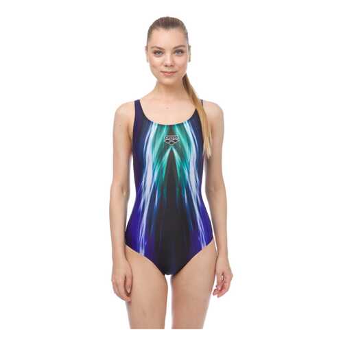 Купальник Arena Shining One Piece V, navy/persian green, 36 RU в Декатлон