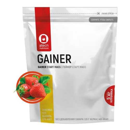 Atech Nutrition Гейнер aTech Nutrition Gainer Start Mass, 5000 г, вкус: клубника в Декатлон