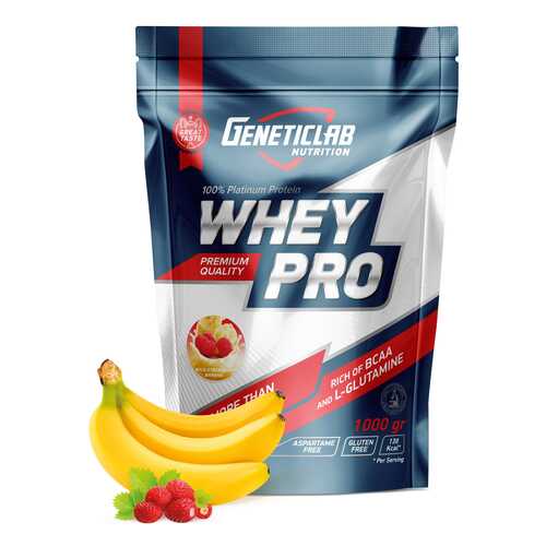 Протеин GeneticLab Nutrition Whey Pro 1000 г Banana-Wild Strawberry в Декатлон