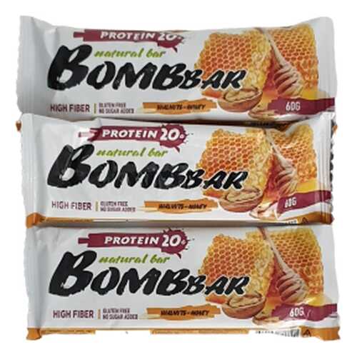 Батончик Bombbar Protein 3 60 г, 3 шт., грецкие орехи с медом в Декатлон