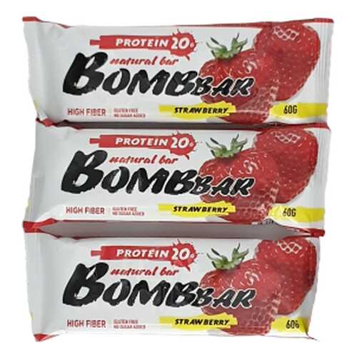 Батончик Bombbar Protein 3 60 г, 3 шт., клубника в Декатлон