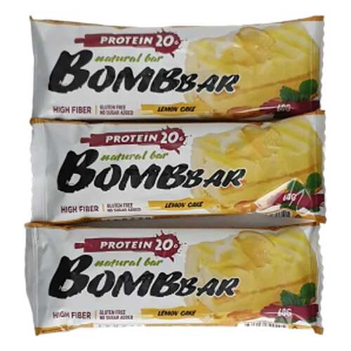 Батончик Bombbar Protein 3 60 г, 3 шт., лимонный торт в Декатлон