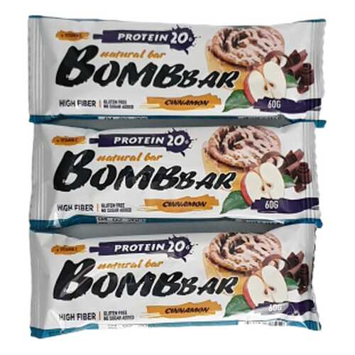 Батончик Bombbar Protein 3 60 г, 3 шт., яблоко/корица в Декатлон