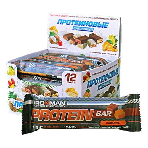 Батончик Ironman Protein Bar 12 50 г, 12 шт., карамель в Декатлон