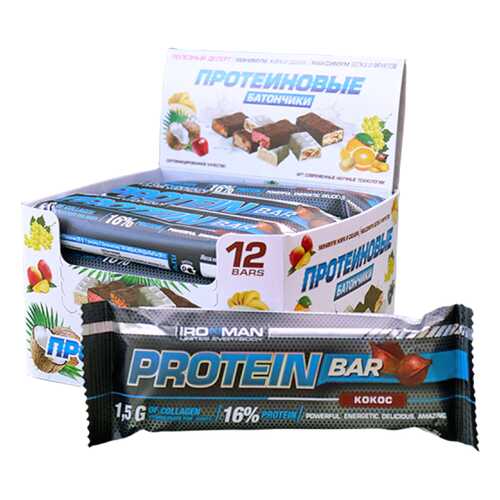 Батончик Ironman Protein Bar 12 50 г, 12 шт., кокос в Декатлон