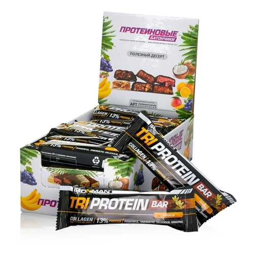 Батончик IRONMAN TRI Protein Bar, 50г (Ваниль/тёмная глазурь)(24 шт) в Декатлон