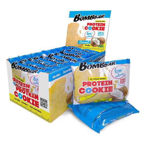 BOMBBAR Protein Cookie низкокалорийные 40 г, 12 шт, вкус: кокос в Декатлон