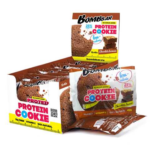 BOMBBAR Protein Cookie низкокалорийные 40 г, 12 шт, вкус: шоколадный брауни в Декатлон