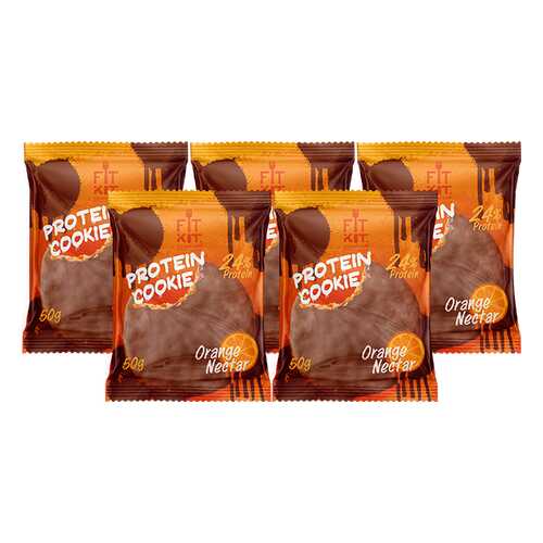 Печенье Fit Kit Chocolate Protein Cookie 5 50 г, 5 шт., апельсиновый нектар в Декатлон