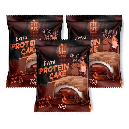 Печенье Fit Kit Extra Protein Cake 70 г, 3 шт., шоколадный фондан в Декатлон