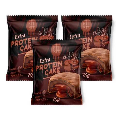 Печенье Fit Kit Extra Protein Cake 70 г, 3 шт., тройной шоколад в Декатлон