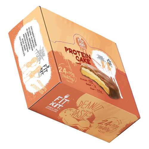 Печенье Fit Kit Protein Cake 24 70 г, 24 шт., арахисовая паста в Декатлон