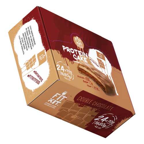 Печенье Fit Kit Protein Cake 24 70 г, 24 шт., двойной шоколад в Декатлон