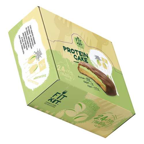 Печенье Fit Kit Protein Cake 24 70 г, 24 шт., фисташковый крем в Декатлон