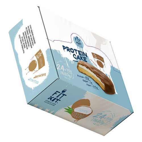 Печенье Fit Kit Protein Cake 24 70 г, 24 шт., тропический кокос в Декатлон