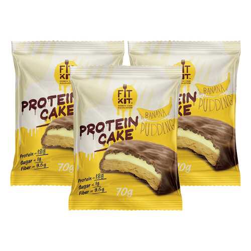 Печенье Fit Kit Protein Cake 3 70 г, 3 шт., банановый пудинг в Декатлон