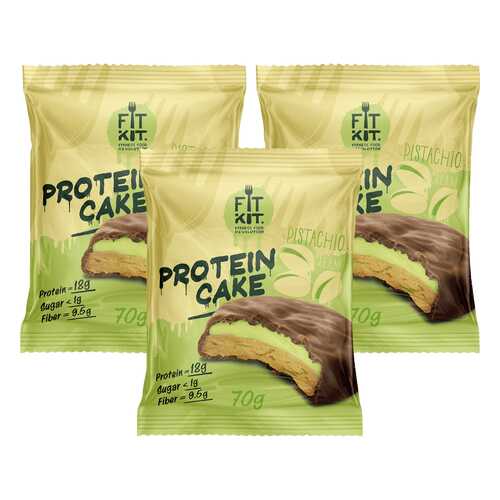 Печенье Fit Kit Protein Cake 3 70 г, 3 шт., фисташковый крем в Декатлон