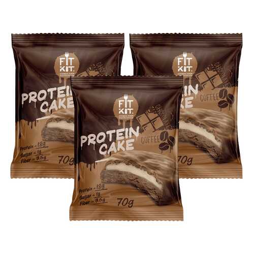 Печенье Fit Kit Protein Cake 3 70 г, 3 шт., шоколад/кофе в Декатлон