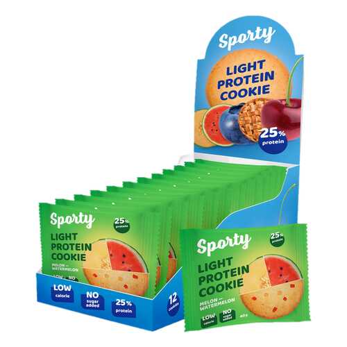 Печенье Sporty Light Protein Cookie 12 40 г, 12 шт., дыня/арбуз в Декатлон