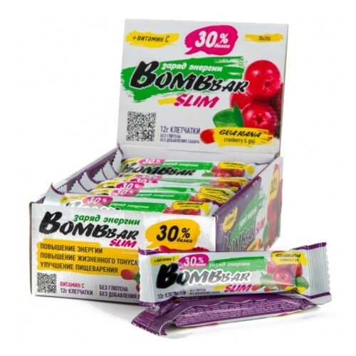 Протеиновый батончик Bombbar Slim + Vitamin C (клюква-годжи), 30 шт. по 35г в Декатлон