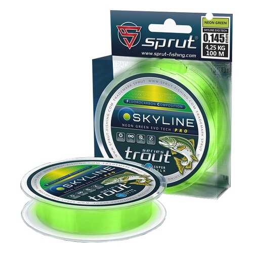 Леска монофильная Sprut Skyline Evo Tech Pro Neon Green 100 м, 0,145 мм, 4,25 кг в Декатлон