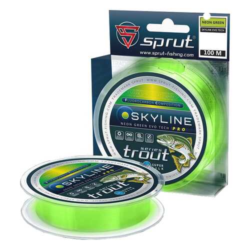 Леска монофильная Sprut Skyline Evo Tech Pro Neon Green 100 м, 0,255 мм, 7,25 кг в Декатлон