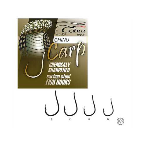 Рыболовные крючки Cobra Carp Chinu 807NSB №1, 10 шт. в Декатлон