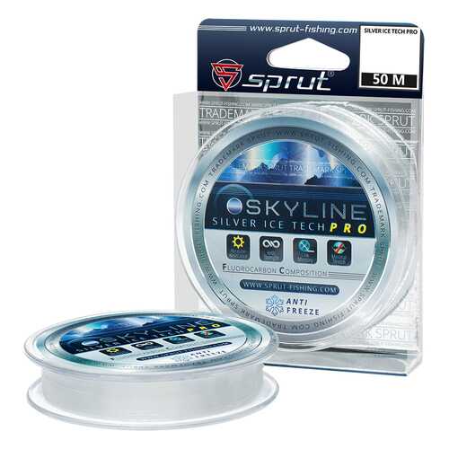 Леска монофильная Sprut Skyline IceTech Pro Silver 50 м, 0,145 мм, 4,25 кг в Декатлон