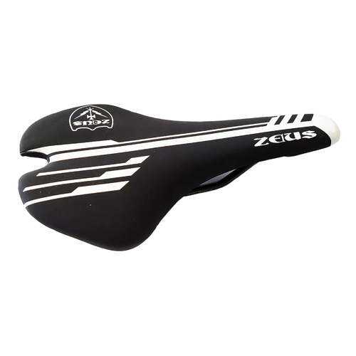 Седло вело ZEUS Z-1013 MTB Sport 278*140mm,рельсы сталь,анатомическое,черное-белое,290гр в Декатлон